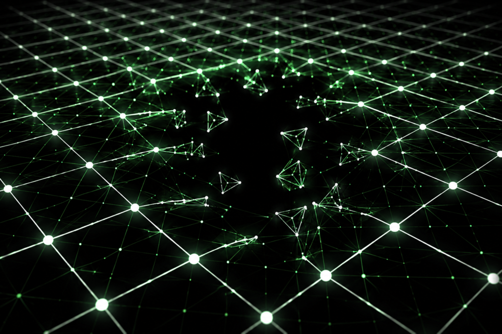 Packet loss illustrated by a fragmented digital network with broken connections
